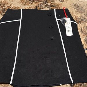 Elle Black Pencil Skirt with White Trim fits small